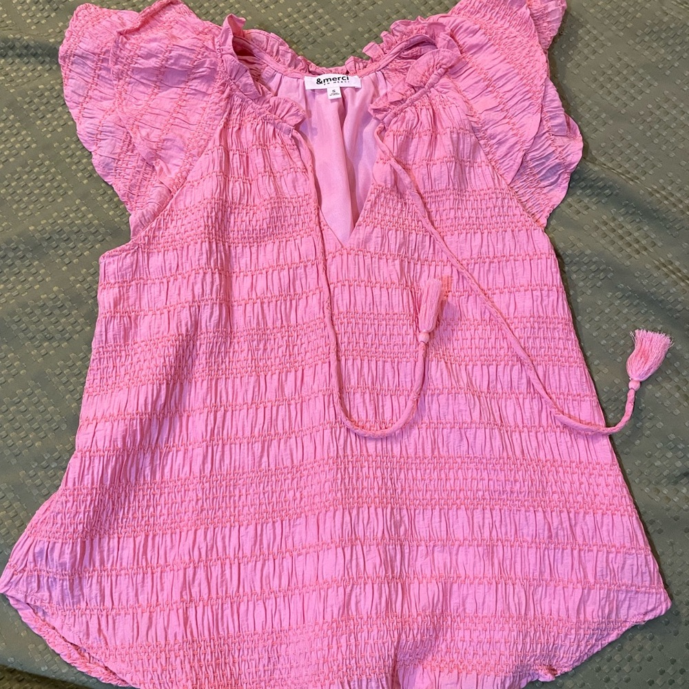 &merci Ruffled Pink Blouse